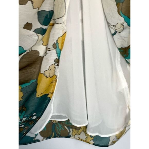 Katherine Barclay Women's Flared Sleeve Lined Floral Blouse Multicolor Medium - Picture 8 of 9